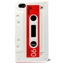 CASSBANGIP4BLANC - Housse silicone aspect cassette audio en relief iPhone 4 et 4S