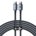 BASEUS-CAJY000701 - Câble USB-C vers USB-C de Baseus renforcé tressé nylon 2 mètre noir 100W