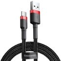 BASEUS-CATKLF-B91 - Câble USB-A vers USB-C de Baseus renforcé tressé nylon 1 mètre noir embout rouge