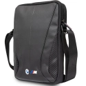 BMTB10SPCTFK - Pochette sacoche BMW pour tablette 10 pouces en eko-cuir noir et carbone avec bandoulière