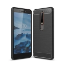 CARBOBRUSH-NOKIA6-1 - Coque Nokia 6.1 flexible antichoc coloris noir aspect carbone