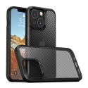 CARBOFUZ-IP13 - Coque iPhone 13 antichoc coloris contour noir et dos translucide aspect carbone