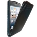 CARBONOIRG510 - Etui Carbone noir à rabat Huawei Ascend G510