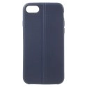 COUTURE-IP7BLEU - Coque souple iPhone 7 aspect cuir coutures apparentes coloris bleu
