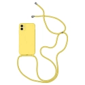 COVCORDON-IP11JAUNE - Coque souple iPhone 11 antichoc coloris jaune avec cordon jaune