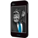 COVIP4SINGECRAVATBLE - Coque rigide iPhone 4 et 4s motif Monkey Tie Blue