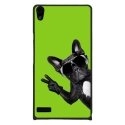 CPRN1ASCENDP6CHIENVVERT - Coque rigide pour Huawei Ascend P6 avec impression Motifs chien à lunettes sur fond vert