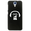 CPRN1DES620SINGECASQUE - Coque rigide noire pour HTC Desire 620 avec impression Motif singe avec son casque