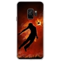 CRYSGALAXYS9BALLONFOOT - Coque rigide transparente pour Samsung Galaxy S9 avec impression Motifs Ballon de football enflammé