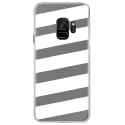 CRYSGALAXYS9BANDESBLANCHES - Coque rigide transparente pour Samsung Galaxy S9 avec impression Motifs bandes blanches