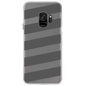 CRYSGALAXYS9BANDESGRISES - Coque rigide transparente pour Samsung Galaxy S9 avec impression Motifs bandes grises