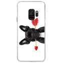 CRYSGALAXYS9DOGVALENTIN - Coque rigide transparente pour Samsung Galaxy S9 avec impression Motifs bulldog valentin