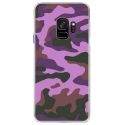 CRYSGALAXYS9MILITAIREROSE - Coque rigide transparente pour Samsung Galaxy S9 avec impression Motifs Camouflage militaire rose