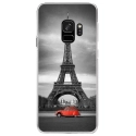 CRYSGALAXYS9PARIS2CV - Coque rigide transparente pour Samsung Galaxy S9 avec impression Motifs Paris et 2CV rouge