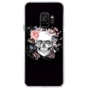 CRYSGALAXYS9SKULLFLOWER - Coque rigide transparente pour Samsung Galaxy S9 avec impression Motifs skull fleuri