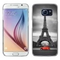 CRYSGALS6PARIS2CV - Coque rigide transparente pour Galaxy S6 impression motif Paris et 2CV rouge