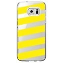 CRYSGALS7EDGEBANDESJAUNES - Coque rigide transparente pour Samsung Galaxy S7-Edge avec impression Motifs bandes jaunes