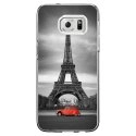 CRYSGALS7EDGEPARIS2CV - Coque rigide transparente pour Samsung Galaxy S7-Edge avec impression Motifs Paris et 2CV rouge