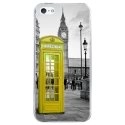 CRYSIPHONE5CCABINEUKJAUNE - Coque rigide transparente pour Apple iPhone 5C avec impression Motifs cabine téléphonique UK jaune