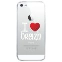 CRYSIPHONE5CCOEURBREIZH - Coque rigide transparente pour Apple iPhone 5C avec impression Motifs coeur rouge I Love Breizh
