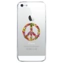 CRYSIPHONE5CPEACELOVE - Coque rigide transparente pour Apple iPhone 5C avec impression Motifs Peace and Love fleuri