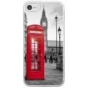 CRYSIPHONE7CABINEUK - Coque rigide transparente pour Apple iPhone 7 avec impression Motifs cabine téléphonique UK rouge