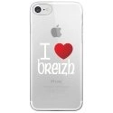 CRYSIPHONE7COEURBREIZH - Coque rigide transparente pour Apple iPhone 7 avec impression Motifs coeur rouge I Love Breizh