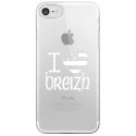 CRYSIPHONE7DRAPBREIZH - Coque rigide transparente pour Apple iPhone 7 avec impression Motifs drapeau Breton I Love Breizh