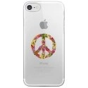 CRYSIPHONE7PEACELOVE - Coque rigide transparente pour Apple iPhone 7 avec impression Motifs Peace and Love fleuri