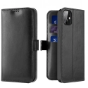 DUX-KADOIP12NOIR - Etui iPhone 12/12 Pro noir avec rabat à logements cartes et patte magnétique