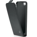 DVSLIMIPHONE5NOIR - Etui Slim à rabat pour Apple iPhone SE et 5s coloris noir lisse aspect mat logo argenté