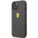 FEHCP13MRQUG - Coque Ferrari iPhone 13 véritable noir avec liseret jaune
