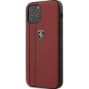 FEODIHCP12MBK - Coque Ferrari iPhone 12 / 12 Pro cuir noir et deux bandes rouges