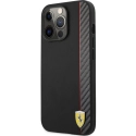 FESAXHCP13LBK - Coque Ferrari iPhone 13 Pro noire souple avec bande carbone et logo