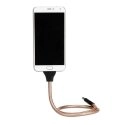 FLEXIBLEDATA-USBCROSE - Cable et support flexible USB-C pour bureau et voiture Galaxy S8 rose
