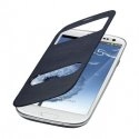 FOLIO2ZONES3NOIR - Etui à rabat latéral avec fenêtre et zone pour décrocher Samsung Galaxy S3 i9300