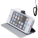 HFOLIODRAG-IP5-BLA - Etui folio Moxie simili cuir blanc pour iPhone 5 avec dragonne