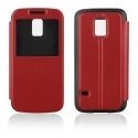 FOLIOVIEWS5MINIROUGE - Etui Slim Folio View articulé rouge stand pour Samsung Galaxy S5 Mini SM-G800