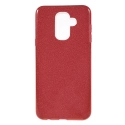 GLITTER-A6PLUSROUGE - Coque souple Galaxy A6+avec paillettes coloris rouge