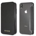 GUFLBKI65IGLTBK - Etui iPhone XS Max Guess aspect cuir noir avec rabat latéral porte cartes