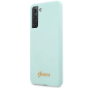 GUHCS21MLSLMGLB - Coque Galaxy S21+ Guess série Silicone turquoise avec logo gold