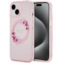 GUHMP15SHFWFCP - Coque Guess série Flower MagSafe pour iPhone 15 coloris rose