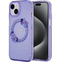 GUHMP15SHFWFCU - Coque Guess série Flower MagSafe pour iPhone 15 coloris violet