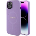 GUHMP15SPSAHMCU - Coque Guess série Saffiano MagSafe pour iPhone 15 coloris violet
