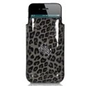 GUESSPOUCHM-LEOGRIS - GUPOP4LEGR Etui pouch Luxe Guess leopard gris taille M pour IPhone 4 4S