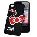 HKITTY-IPHONE4-NO - Coque rigide Hello Kitty noire pour iPhone 4