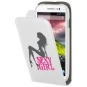 HPRN2L520SEXYGIRL - Etui Flip à rabat blanc avec motif Femme assise Sexy Girl pour Nokia Lumia 520