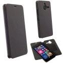 KIRUNANOIRLUM640XL - Etui Krusell Kiruna cuir noir pour Lumia 640XL rabat latéral