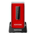 KONROW-SENIORROUGE - Téléphone Konrow Senior C coloris rouge bluetooth double-SIM