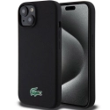 LCHMP15SSLOK - Coque officielle LACOSTE pour iPhone 15 série Silicone Microfibre magSafe coloris noir
